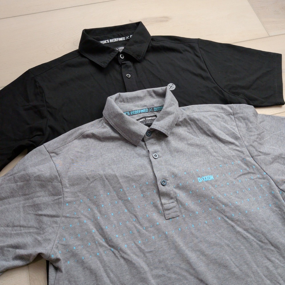 Lot of 2 Dixxon Flannel Company Premium Polo Shirt Mens Medium Black Gray